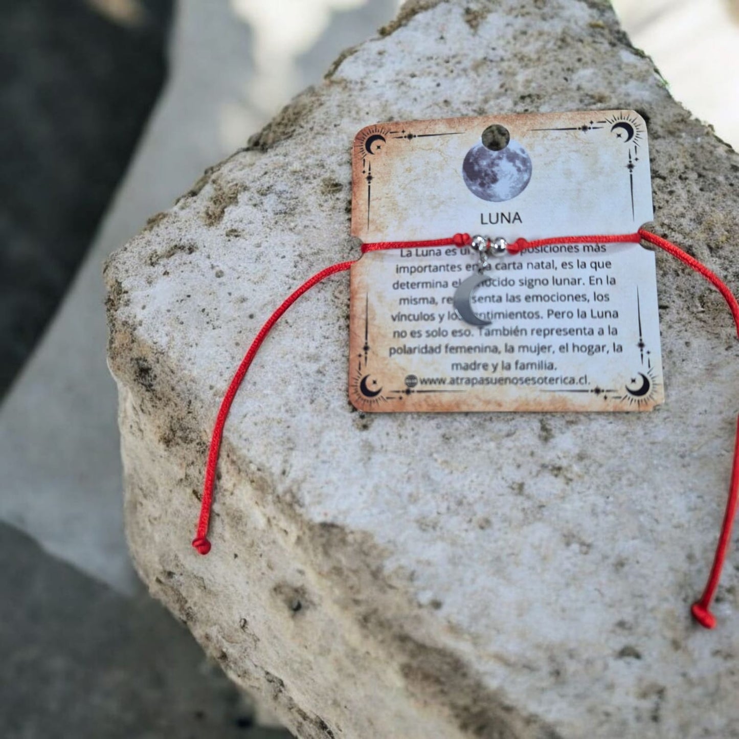 PULSERA ROJA MEDIA LUNA - ACERO