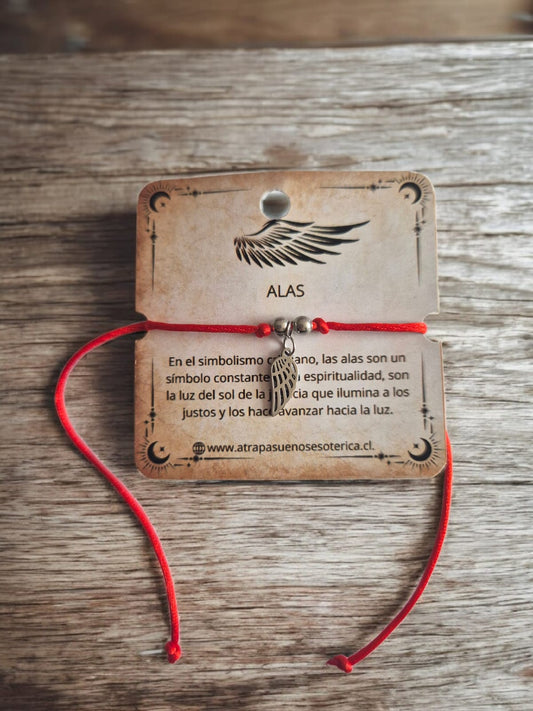 PULSERA ROJA ALAS - ACERO