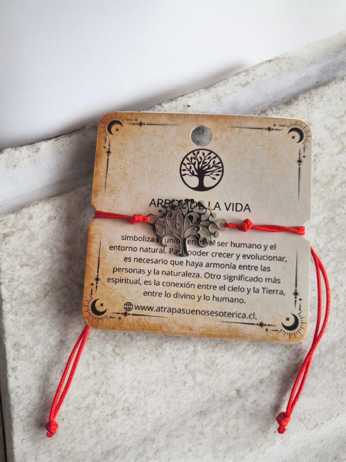 PULSERA ROJA ARBOL DE LA VIDA - ACERO