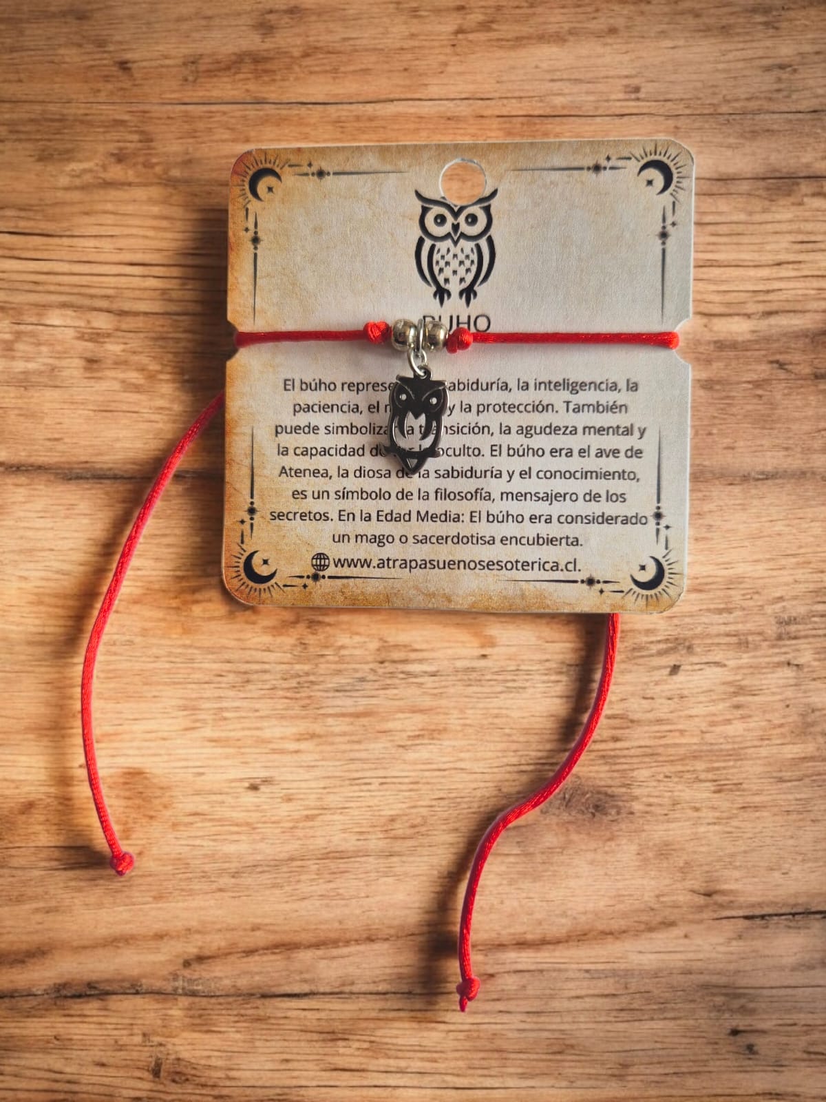 PULSERA ROJA BUHO - ACERO