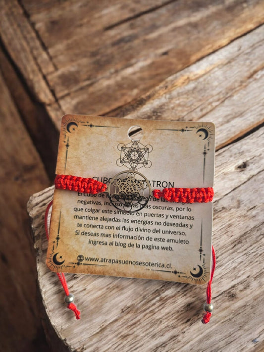 PULSERA ROJA CUBO DE METATRON - ACERO