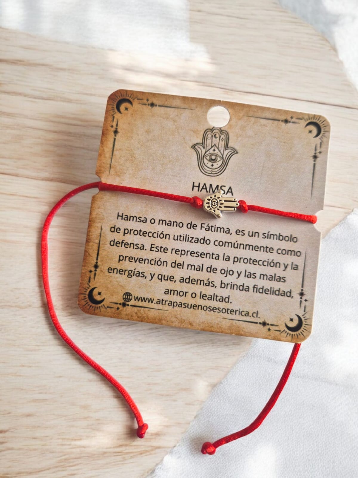 PULSERA ROJA HAMSA MANO DE FATIMA - FANTASIA