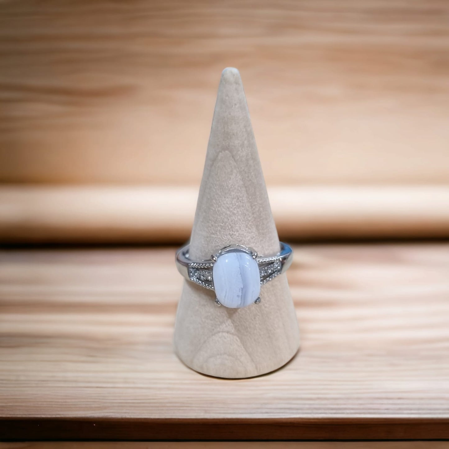 ANILLO DE AGATA DE ENCAJE AZUL