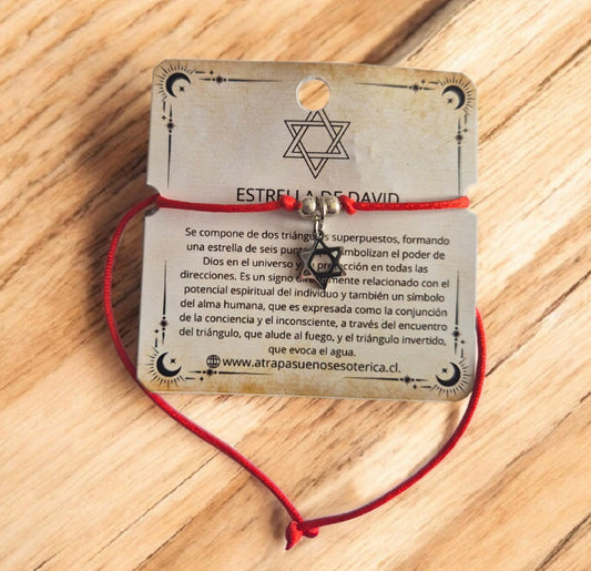 PULSERA ROJA ESTRELLA DE DAVID - ACERO