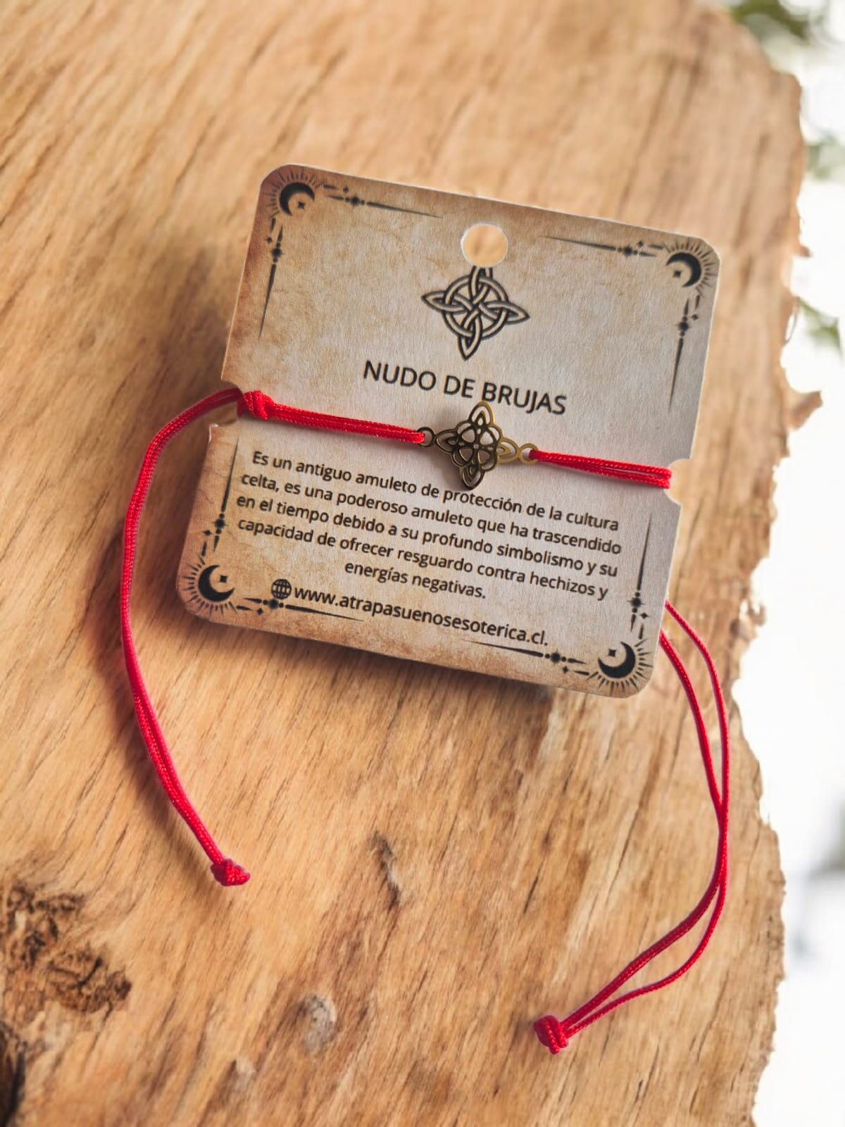 PULSERA ROJA NUDO DE BRUJAS - ACERO