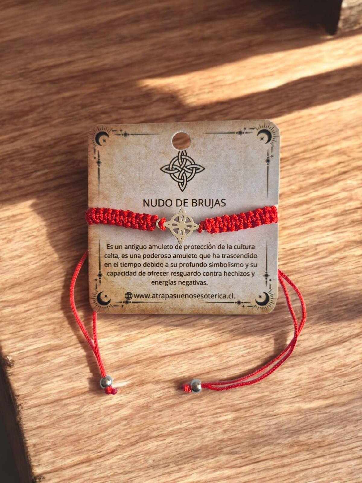 PULSERA ROJA NUDO DE BRUJAS - ACERO