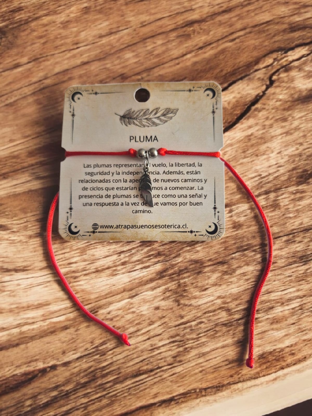 PULSERA ROJA PLUMA - ACERO